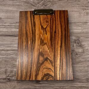 Handcrafted Standard Size Clipboard Natural Hardwood Zebra Wood Office Supply
